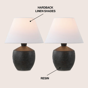 Myron 18" Minimalist Scandinavian Concrete Effect Resin/Iron LED Table Lamp - JONATHAN Y